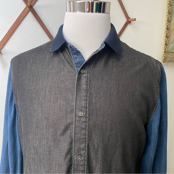 Elie Tahari Two Tone Contrast Button Up Shirt - Picture 2 of 13